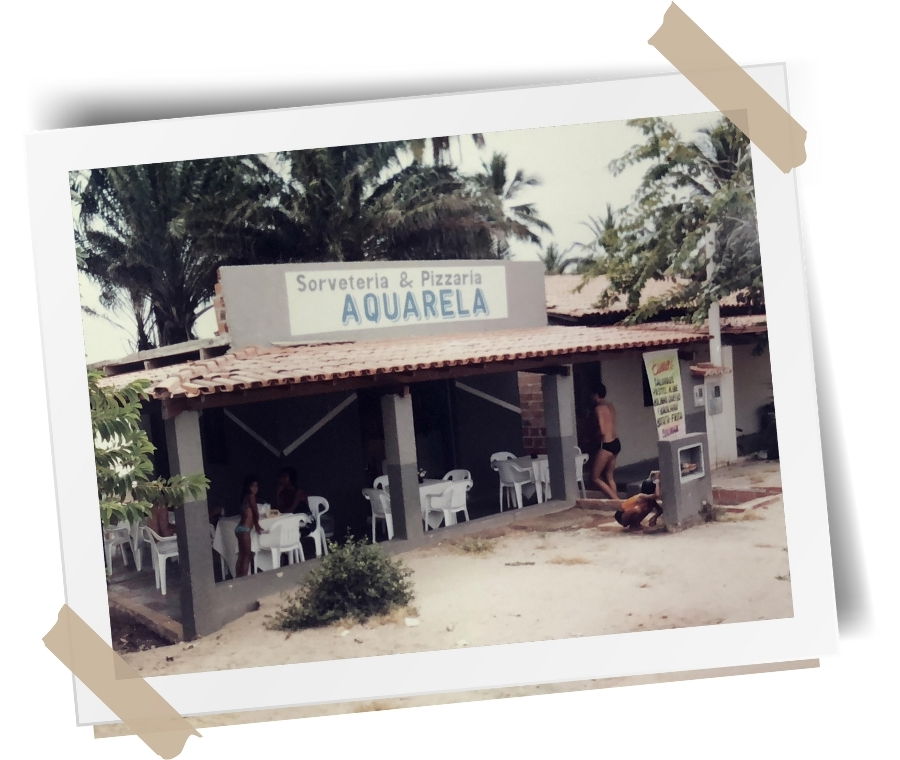 Foto quando criaram a sorveteria e pizzaria Aquarela